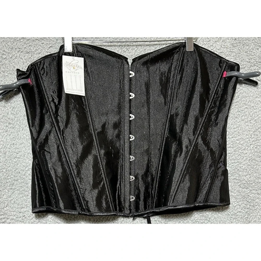 Daisy Corsets Black Satin Lace Up Back & Clasp Up Front Corset SIZE 6XL‎ NEW